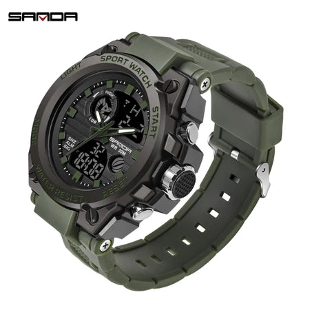 Relógio Militar Masculino Preto Modelo G - Sanda 739