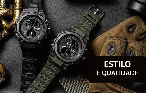 Relógio Militar Masculino Preto Modelo G - Sanda 739